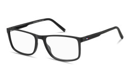 Shop Tommy Hilfiger Logo Rectangle Eyeglasses in Black online.