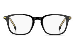 Shop Hugo Boss Logo Lettering Square Eyeglasses in Black online.