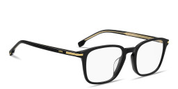 Shop Hugo Boss Logo Lettering Square Eyeglasses in Black online.