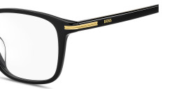 Shop Hugo Boss Logo Lettering Square Eyeglasses in Black online.