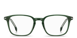 Shop Hugo Boss Logo Lettering Square Eyeglasses in Green online.