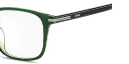 Shop Hugo Boss Logo Lettering Square Eyeglasses in Green online.