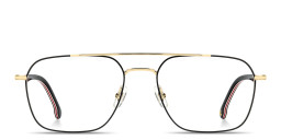 Shop Carrera Logo Signature Wide Square Eyeglasses in Black Gold online.