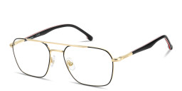 Shop Carrera Logo Signature Wide Square Eyeglasses in Black Gold online.