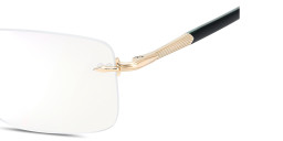 Shop DAVID BECKHAM Curator Collection Wide Rimless Rectangle Eyeglasses With Blue Light Filter Lenses in Gold online.