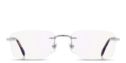 Shop DAVID BECKHAM Curator Collection Wide Rimless Rectangle Eyeglasses With Blue Light Filter Lenses in Palladium online.