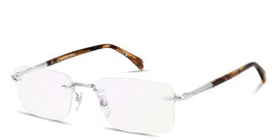 Shop DAVID BECKHAM Curator Collection Wide Rimless Rectangle Eyeglasses With Blue Light Filter Lenses in Palladium online.