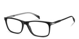 Shop DAVID BECKHAM Talisman Wide Rectangle Eyeglasses in Black online.