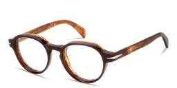 Shop DAVID BECKHAM Talisman Panthos Eyeglasses in Brown Horn online.