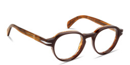 Shop DAVID BECKHAM Talisman Panthos Eyeglasses in Brown Horn online.