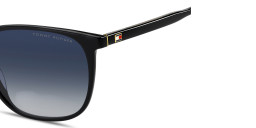 Shop Tommy Hilfiger Flag Square Sunglasses in Black online.