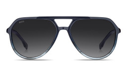 Shop Hugo Boss Engraved Logo Pilot Sunglasses in Blue online.