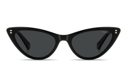 Shop Polaroid Logo Lettering Cat-Eye Sunglasses in Black/Grey online.