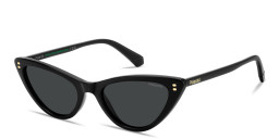 Shop Polaroid Logo Lettering Cat-Eye Sunglasses in Black online.