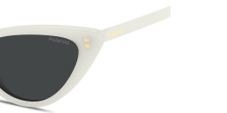 Shop Polaroid Logo Lettering Cat-Eye Sunglasses in White online.