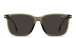 Shop Carrera Logo Lettering Rectangle Sunglasses in Transparent Green online.