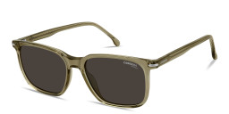 Shop Carrera Logo Lettering Rectangle Sunglasses in Transparent Green online.