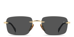Shop DAVID BECKHAM Curator Collection Rimless Rectangle Sunglasses in Gold online.