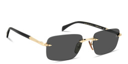 Shop DAVID BECKHAM Curator Collection Rimless Rectangle Sunglasses in Gold online.