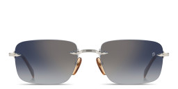 Shop DAVID BECKHAM Curator Collection Rimless Rectangle Sunglasses in Palladium online.