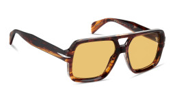 Shop DAVID BECKHAM Talisman Square Sunglasses in Brown Horn online.