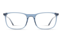 Shop TRICE Logo Wide Square Eyeglasses in Transparent Blue online.