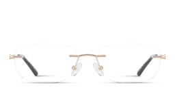 Shop TRICE Logo Rimless Rectangle Eyeglasses in Gold online.