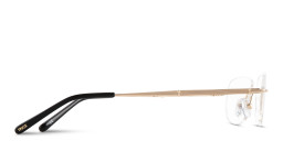 Shop TRICE Logo Rimless Rectangle Eyeglasses in Gold online.