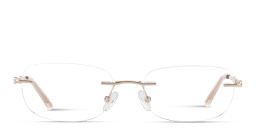 Shop TRICE Logo Rimless Rectangle Eyeglasses in Shiny Gold online.