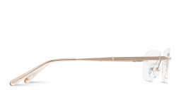 Shop TRICE Logo Rimless Rectangle Eyeglasses in Shiny Gold online.