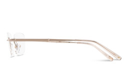 Shop TRICE Logo Rimless Rectangle Eyeglasses in Shiny Gold online.