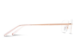Shop TRICE Logo Rimless Rectangle Eyeglasses in Rose Gold online.
