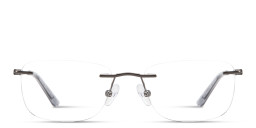 Shop TRICE Logo Rimless Rectangle Eyeglasses in Dark Gunmetal online.