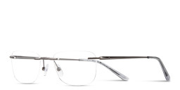 Shop TRICE Logo Rimless Rectangle Eyeglasses in Dark Gunmetal online.