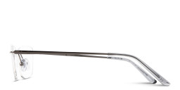 Shop TRICE Logo Rimless Rectangle Eyeglasses in Dark Gunmetal online.