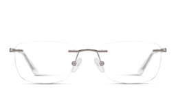 Shop TRICE Logo Rimless Rectangle Eyeglasses in Gunmetal online.