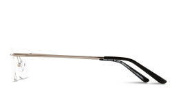 Shop TRICE Logo Rimless Rectangle Eyeglasses in Silver online.