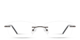 Shop TRICE Engraved Logo Rimless Rectangle Eyeglasses in Gunmetal online.
