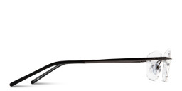 Shop TRICE Engraved Logo Rimless Rectangle Eyeglasses in Gunmetal online.