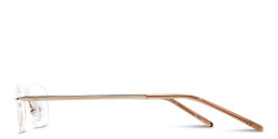 Shop TRICE Engraved Logo Rimless Rectangle Eyeglasses in Polished Gold online.