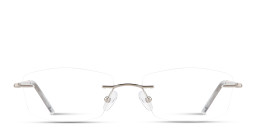 Shop TRICE Engraved Logo Rimless Rectangle Eyeglasses in Silver online.