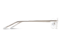 Shop TRICE Engraved Logo Rimless Rectangle Eyeglasses in Silver online.