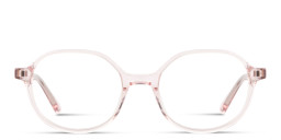 Shop TRICE Logo Kids Square Eyeglasses in Transparent Pink online.