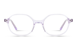 Shop TRICE Logo Kids Square Eyeglasses in Transparent Purple online.