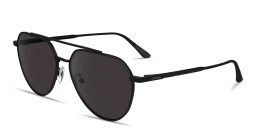 Shop Calvin Klein Engraved Logo Unisex Aviator Sunglasses in Black online.