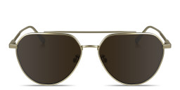 Shop Calvin Klein Engraved Logo Unisex Aviator Sunglasses in Gold/Brown online.