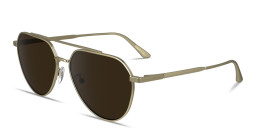 Shop Calvin Klein Engraved Logo Unisex Aviator Sunglasses in Gold online.