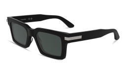 Shop Calvin Klein Logo Lettering Unisex Rectangle Sunglasses in Black online.