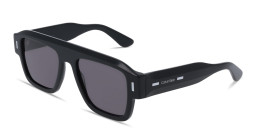Shop Calvin Klein Logo Lettering Rectangle Sunglasses in Black online.