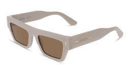 Shop Calvin Klein Logo Lettering Unisex Rectangle Sunglasses in Beige online.